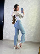 TOP BLANCO CON PERLAS Y PIEDRITAS