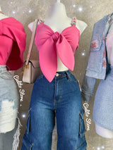 TOP ROSA CON PERLA Y PEDRERÍA