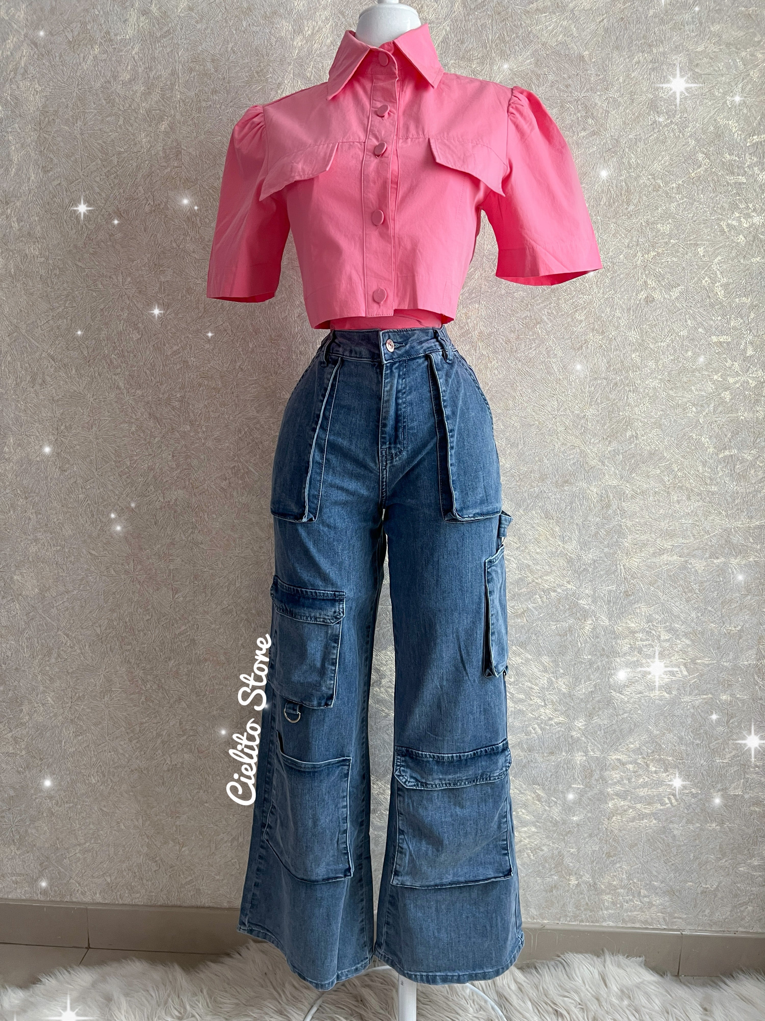 PANTALÓN CARGO MEZCLILLA