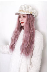 BOINA BLANCA TWEED CON PELUCA ROSA