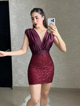 VESTIDO ROJO CON LENTEJUELAS