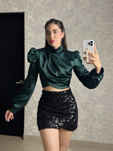 FALDA CORTA LENTEJUELA NEGRA
