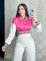 CHAQUETA ROSA SATINADA