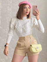 Boina rosa pastel con perlas