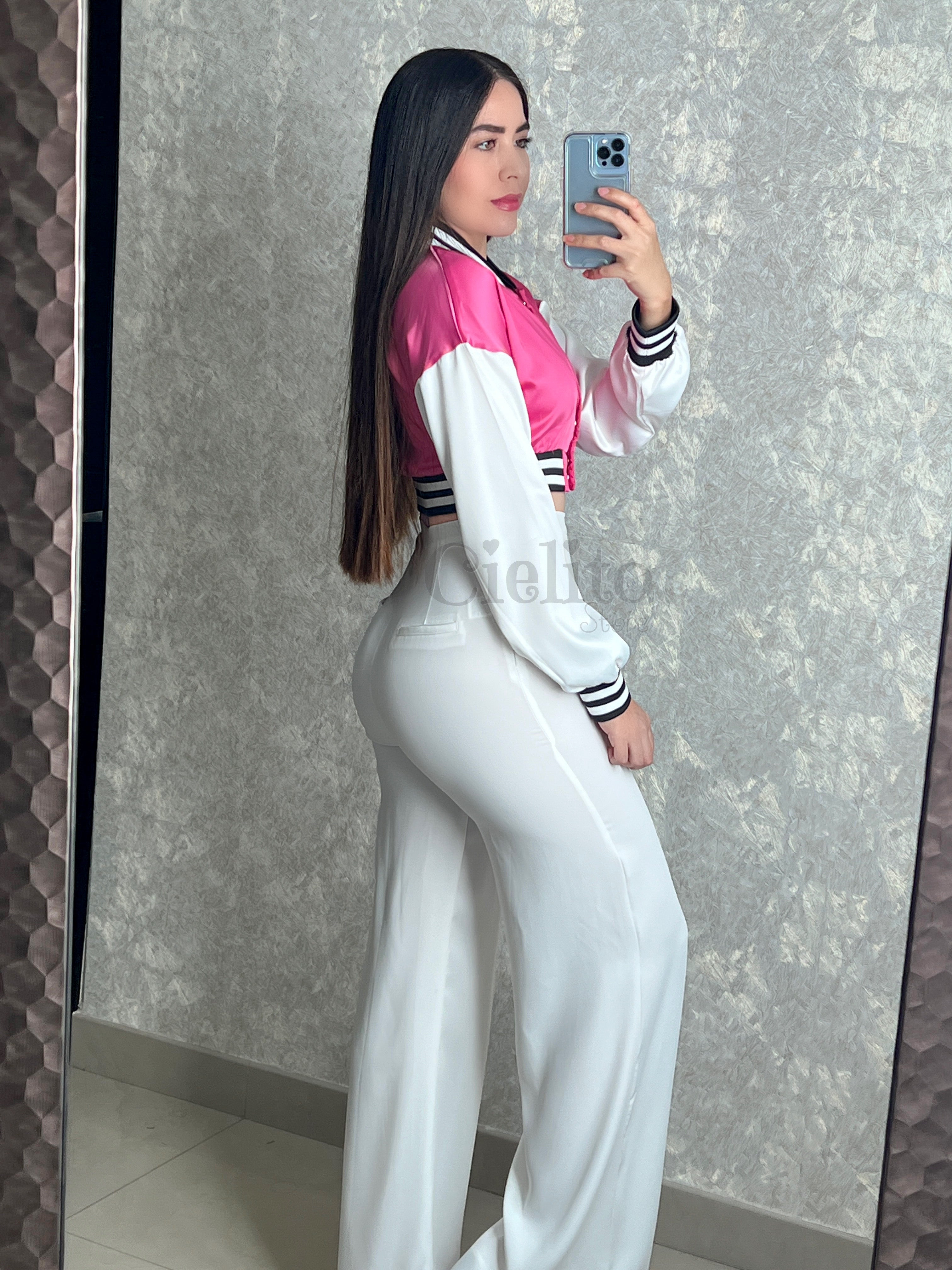 CHAQUETA ROSA SATINADA