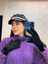 Boina negra  con Perlas