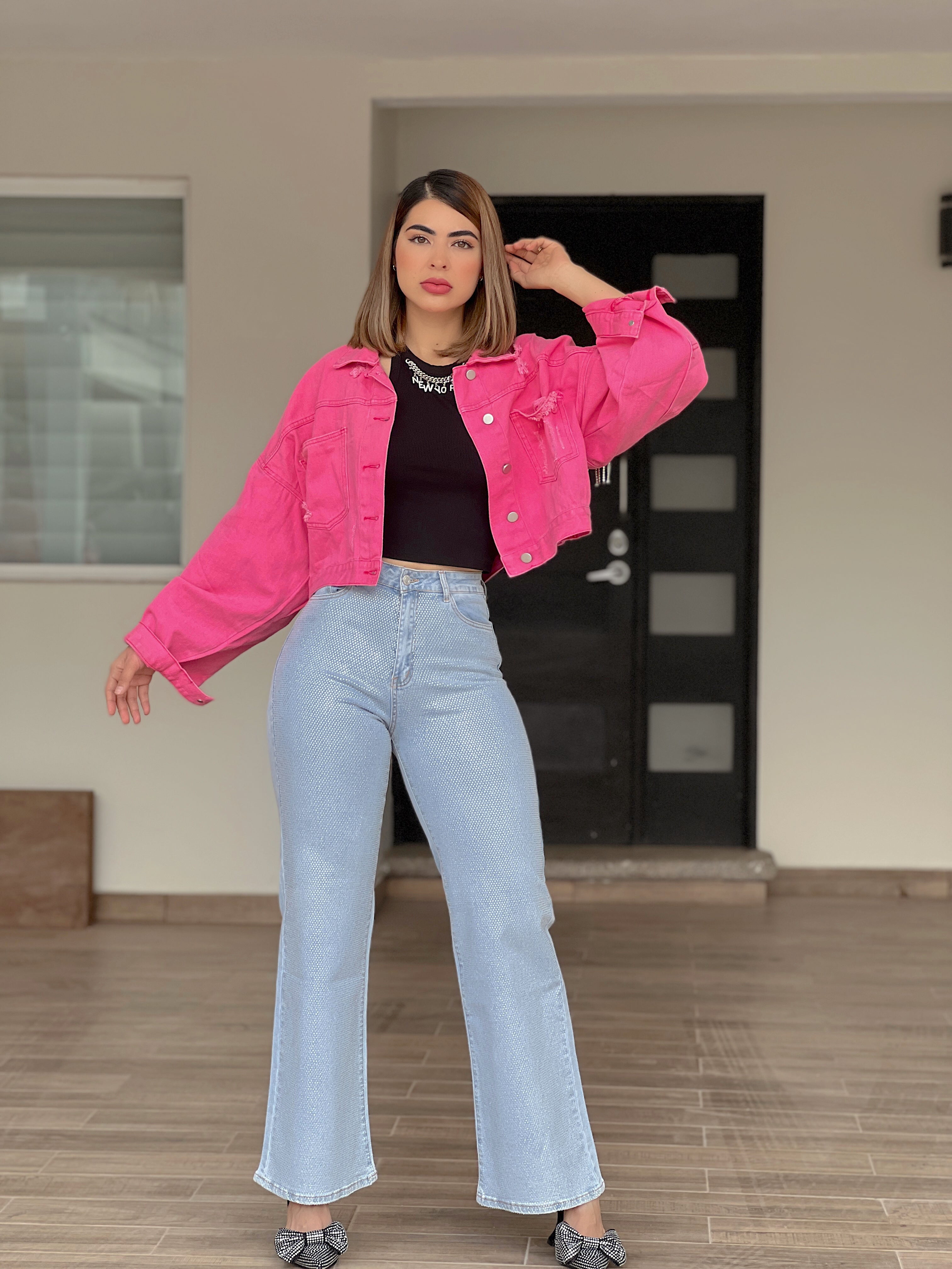 Pantalón mezclilla con piedritas