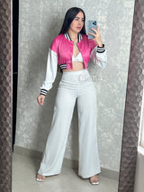 CHAQUETA ROSA SATINADA