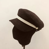 Boina negra  con Perlas