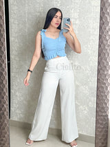 BLUSA AZUL CON LISTONES