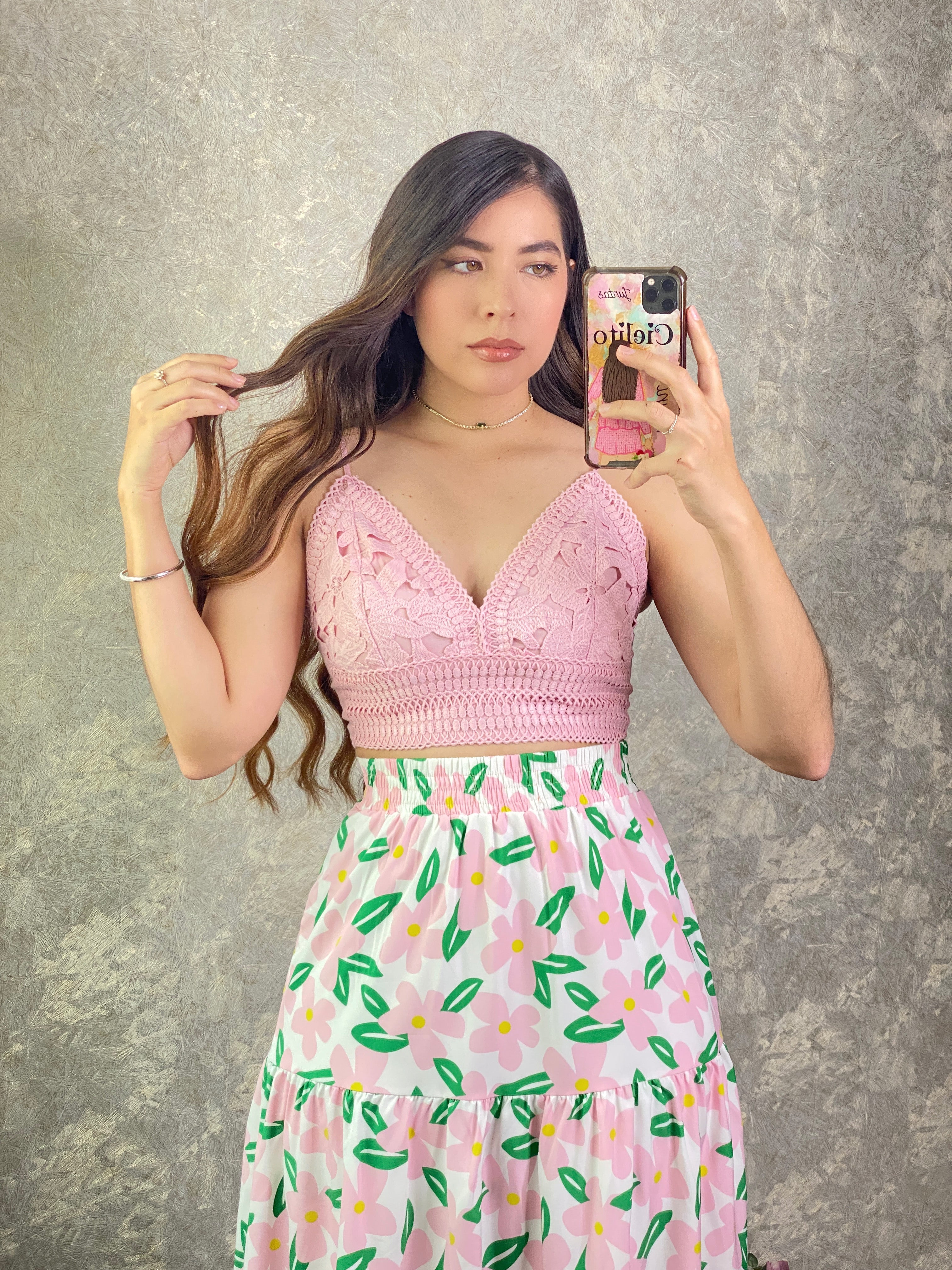 Bralette rosa  tejido