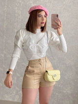 Boina rosa pastel con perlas