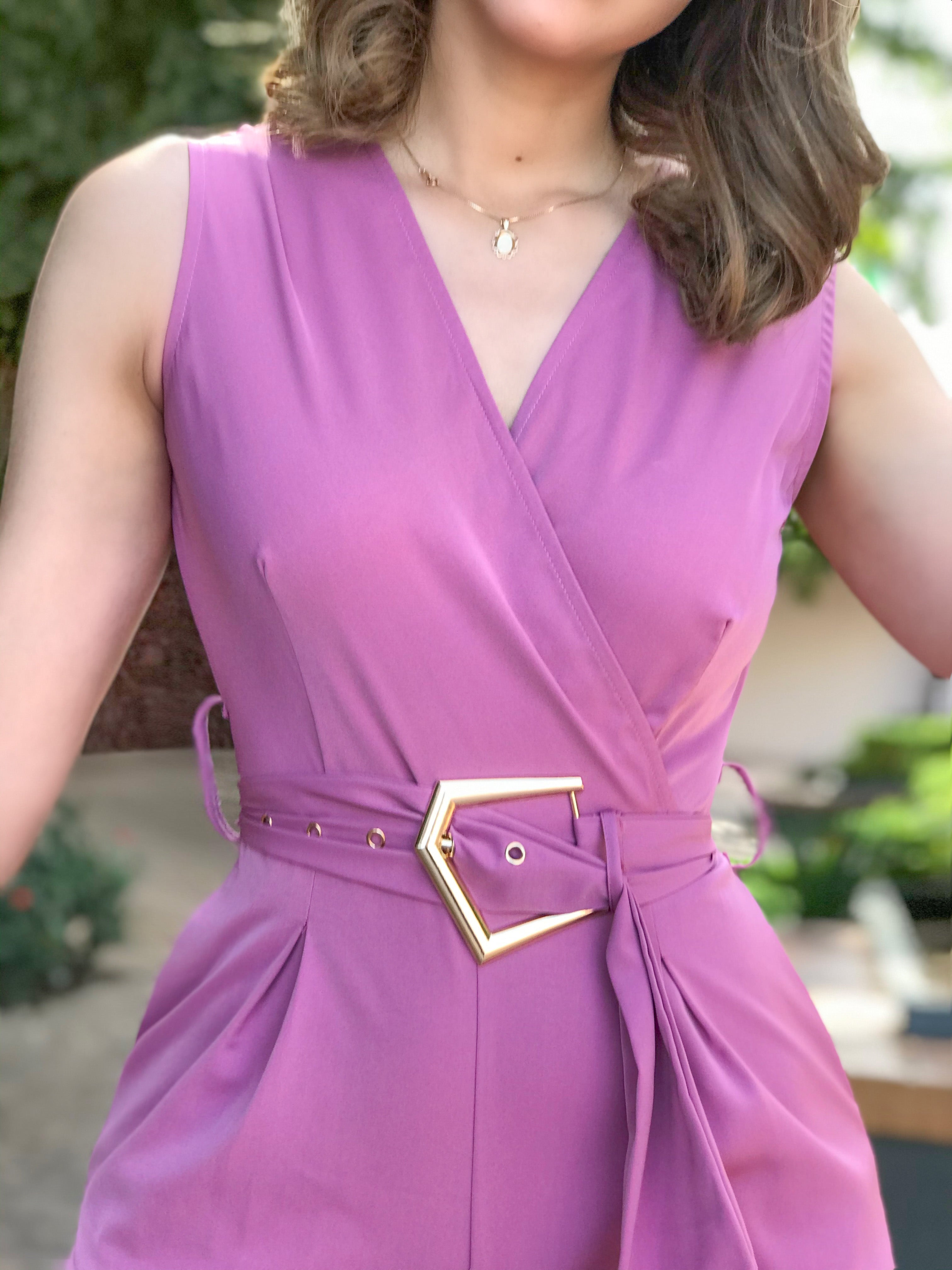 Palazo rosa con cinturón