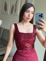 BLUSA TINTA MANGA CORTA CPN LENTEJUELA