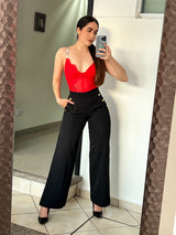 Pantalón bugambilia con botón campana