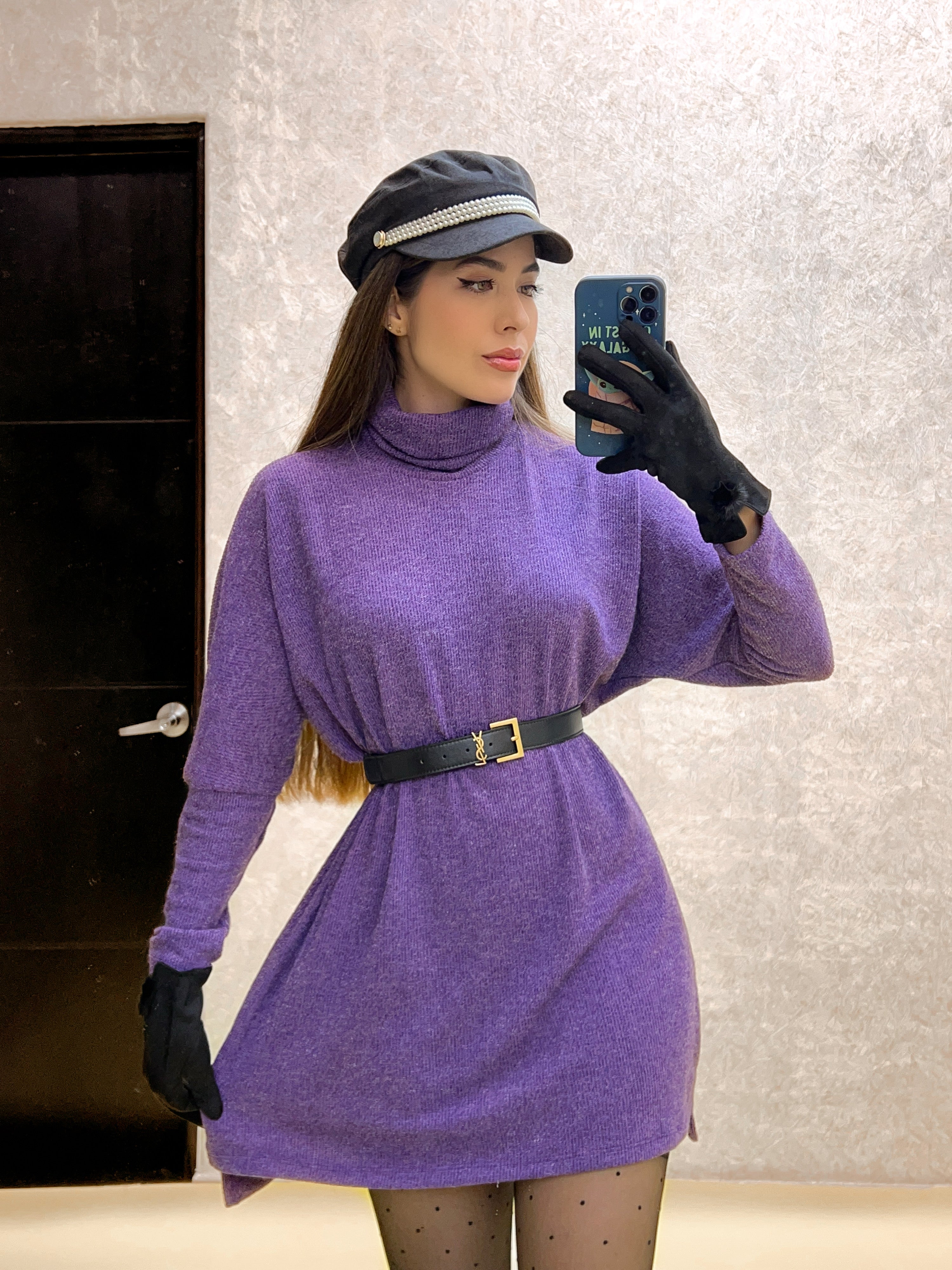 Boina negra  con Perlas