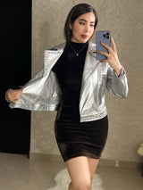 CHAQUETA PLATA CON PEDRERÍA