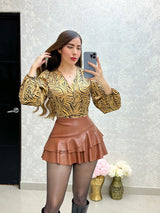 BLUSA SATINADA ANIMAL PRINT