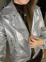 CHAQUETA PLATA CON PEDRERÍA