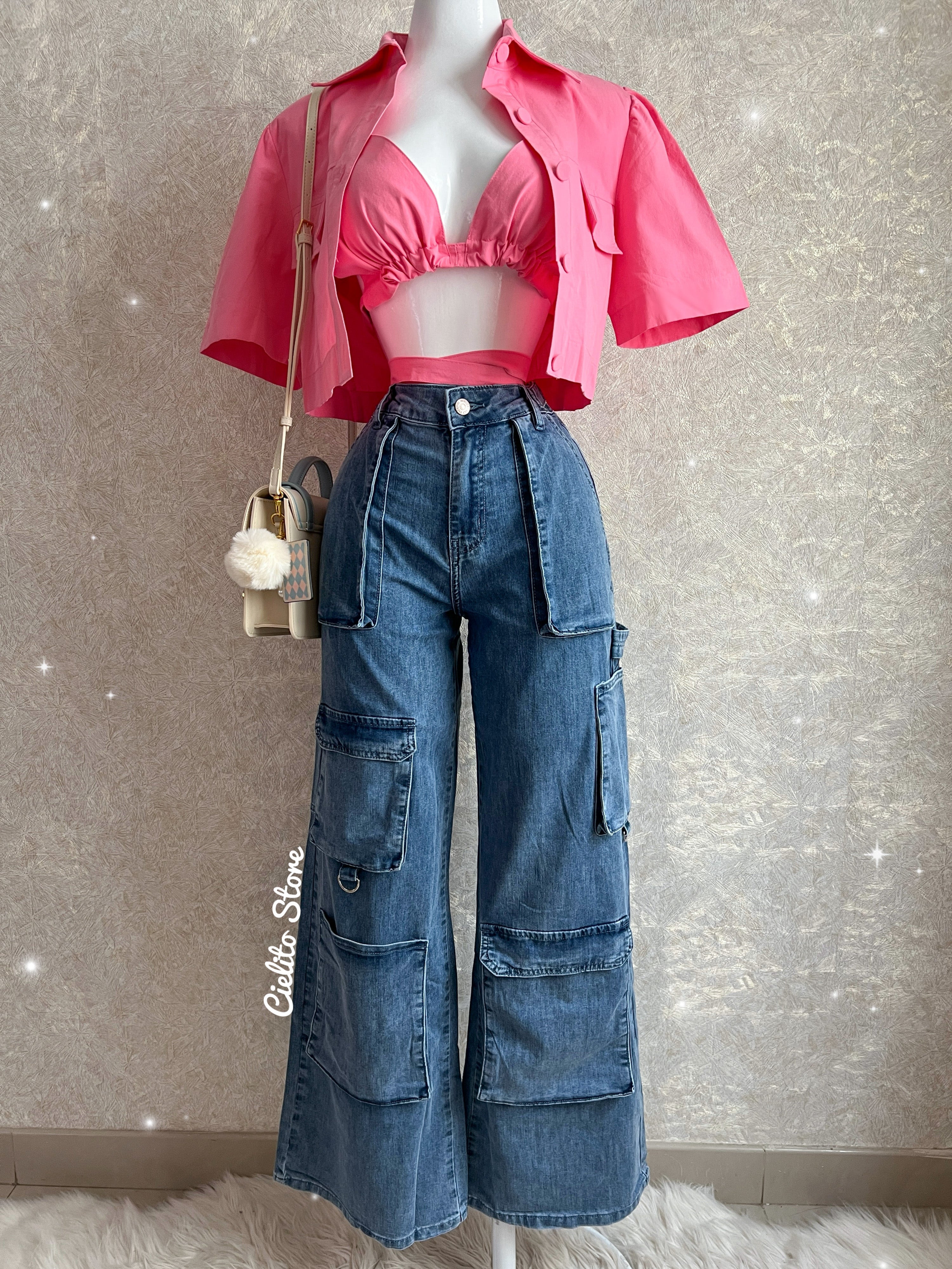 PANTALÓN CARGO MEZCLILLA