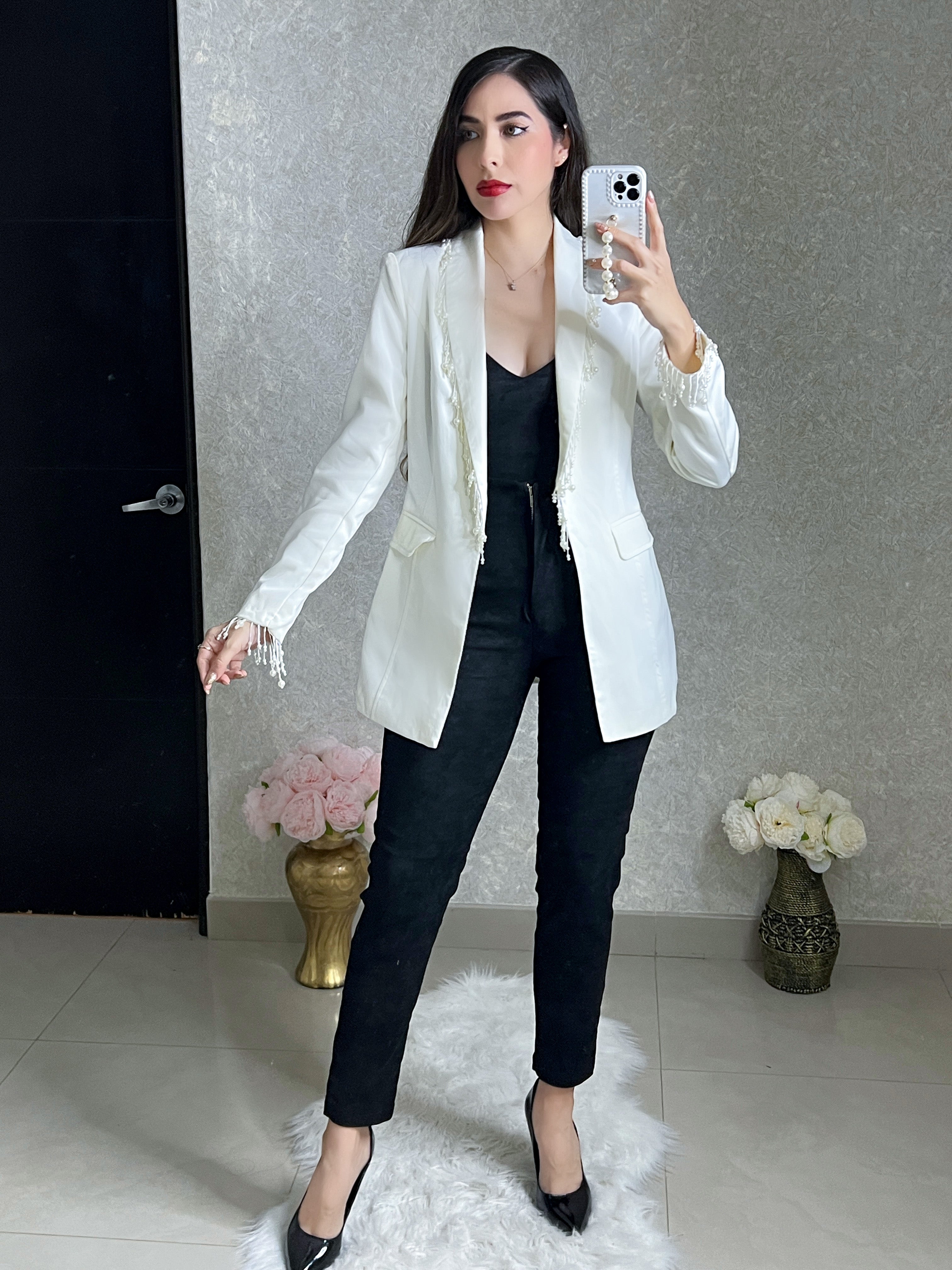 BLAZER BLANCO CON PERLAS