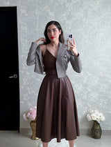 BLAZER NEGRO CON CAFÉ