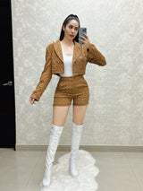 SHORT CAFÉ CON PIEDRAS