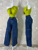 PANTALÓN CARGO MEZCLILLA CON BOLSAS