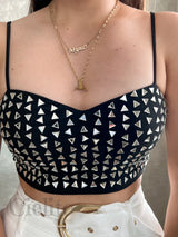 Top negro con cristales