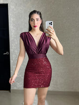 VESTIDO ROJO CON LENTEJUELAS