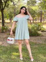 VESTIDO SUELTECITO OLIVO CON PINZAS