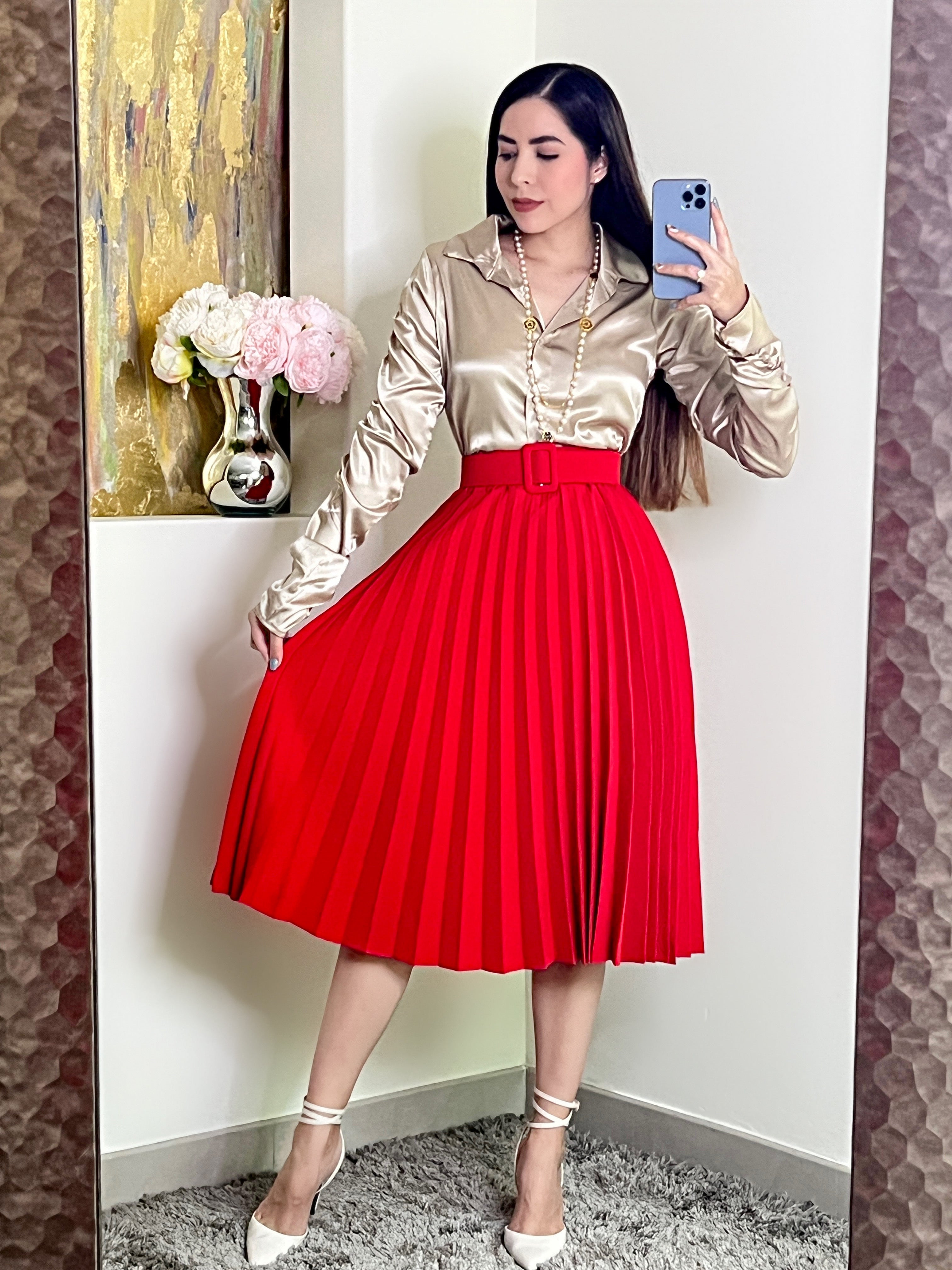 Camisa nude satinada