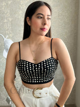 Top negro con cristales