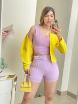 Purple short con cinturón