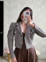 BLAZER NEGRO CON CAFÉ