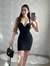 Bolso negro con detalle dorado