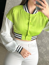 CHAQUETA VERDE SATINADA