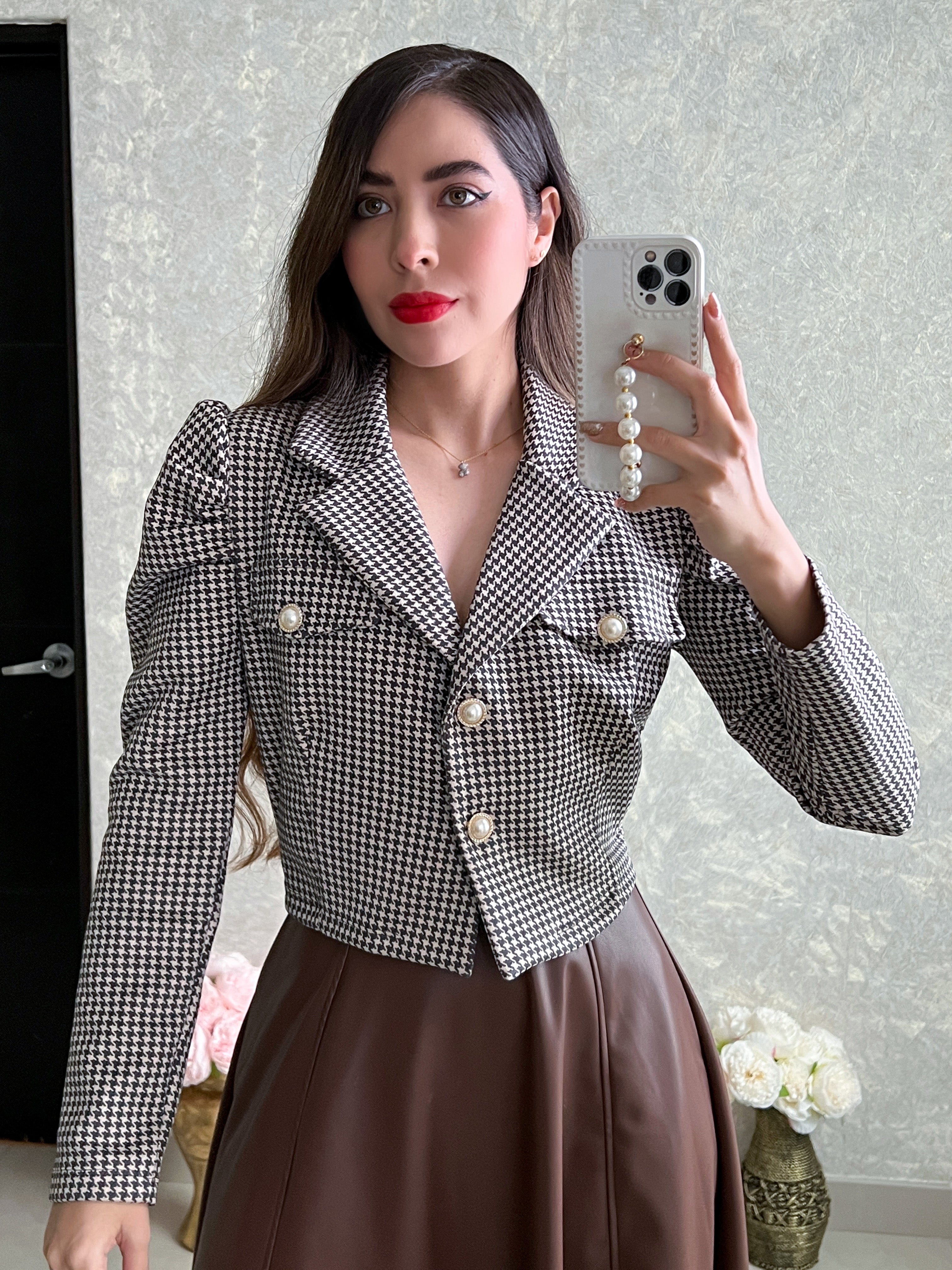 BLAZER NEGRO CON CAFÉ