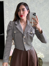 BLAZER NEGRO CON CAFÉ