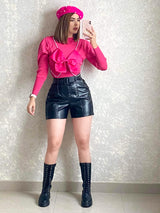 Boina rosa con perlas