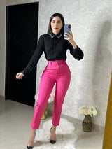 Pantalon rosa con cinturon