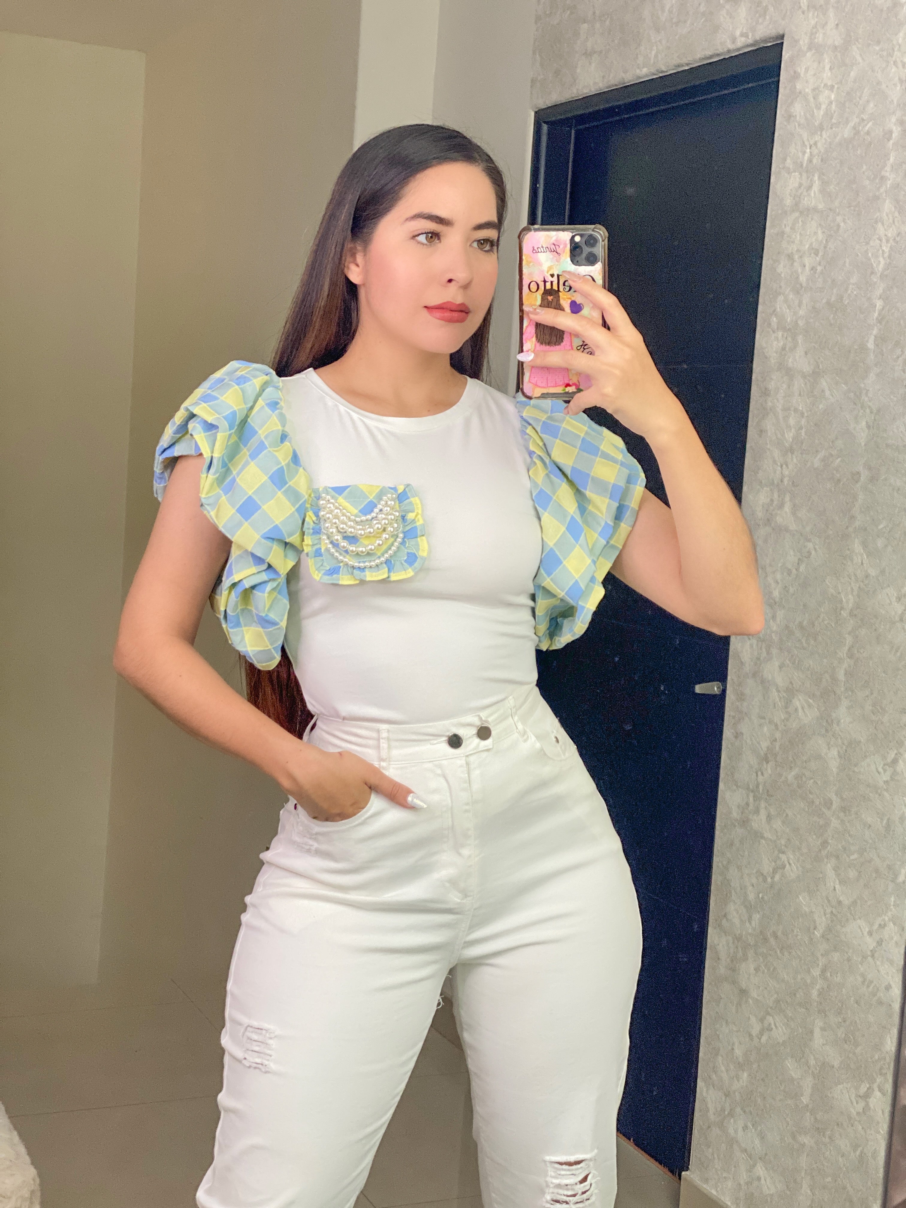 Blusa con detalles de Perlas