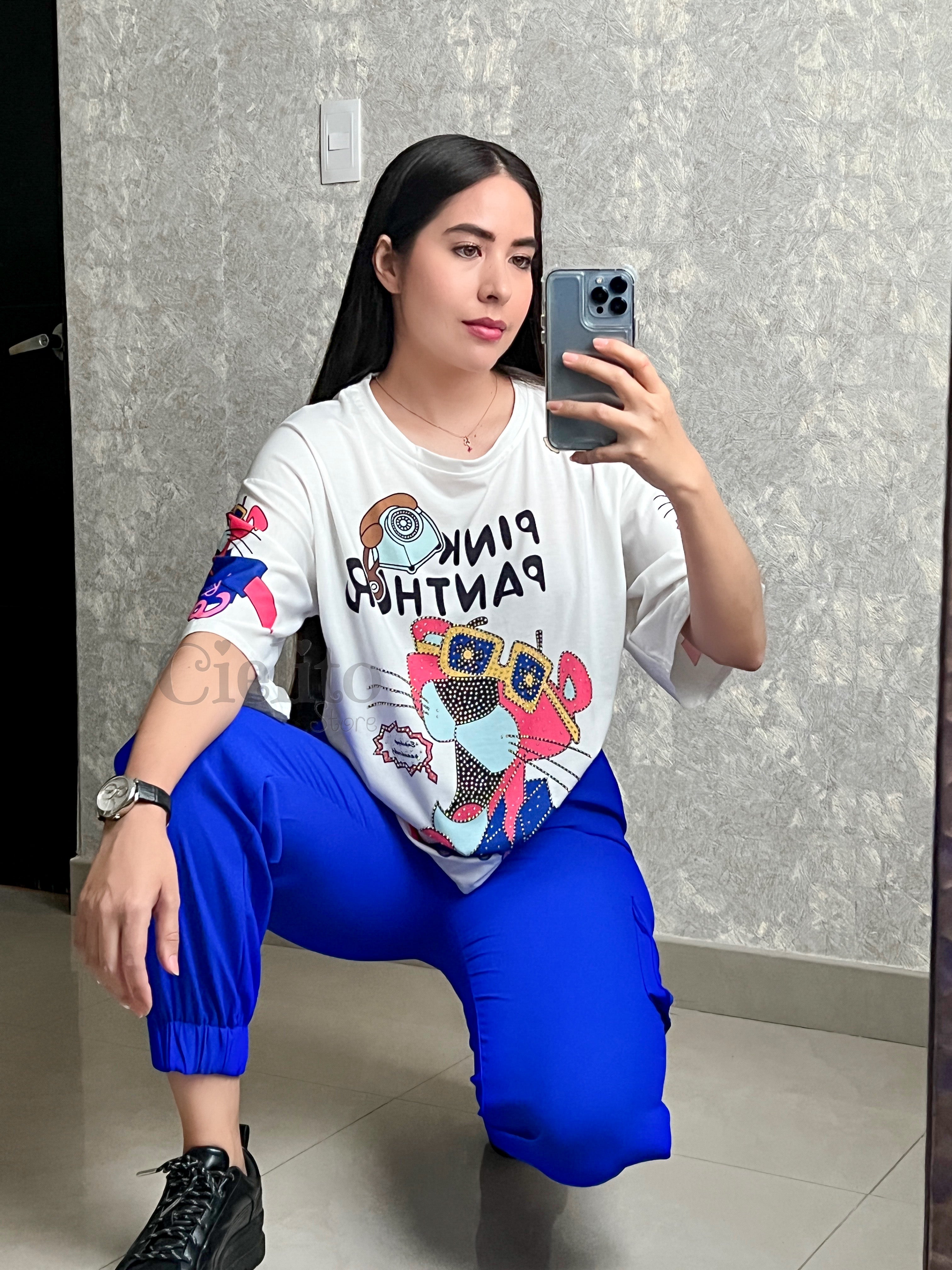 JOGGER AZUL CON LISTÓN