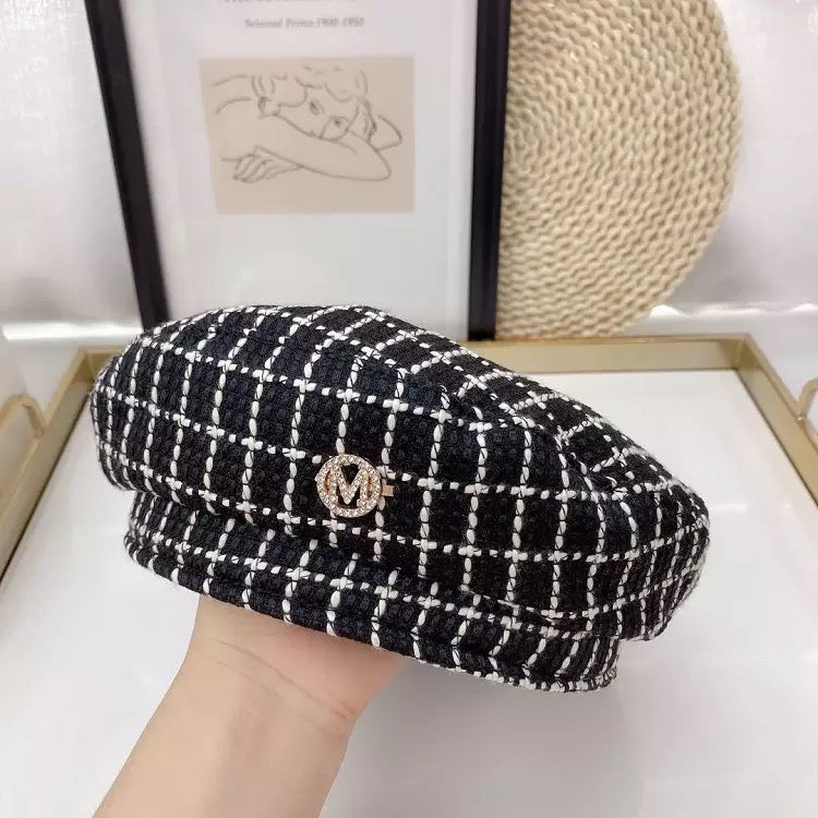Boina clásica negra tweed