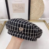 Boina clásica negra tweed