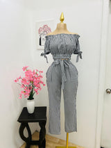 SET DE PANTALÓN Y BLUSA NEGRO CON BLANCO