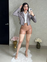 BLAZER ROSA CON CAFÉ