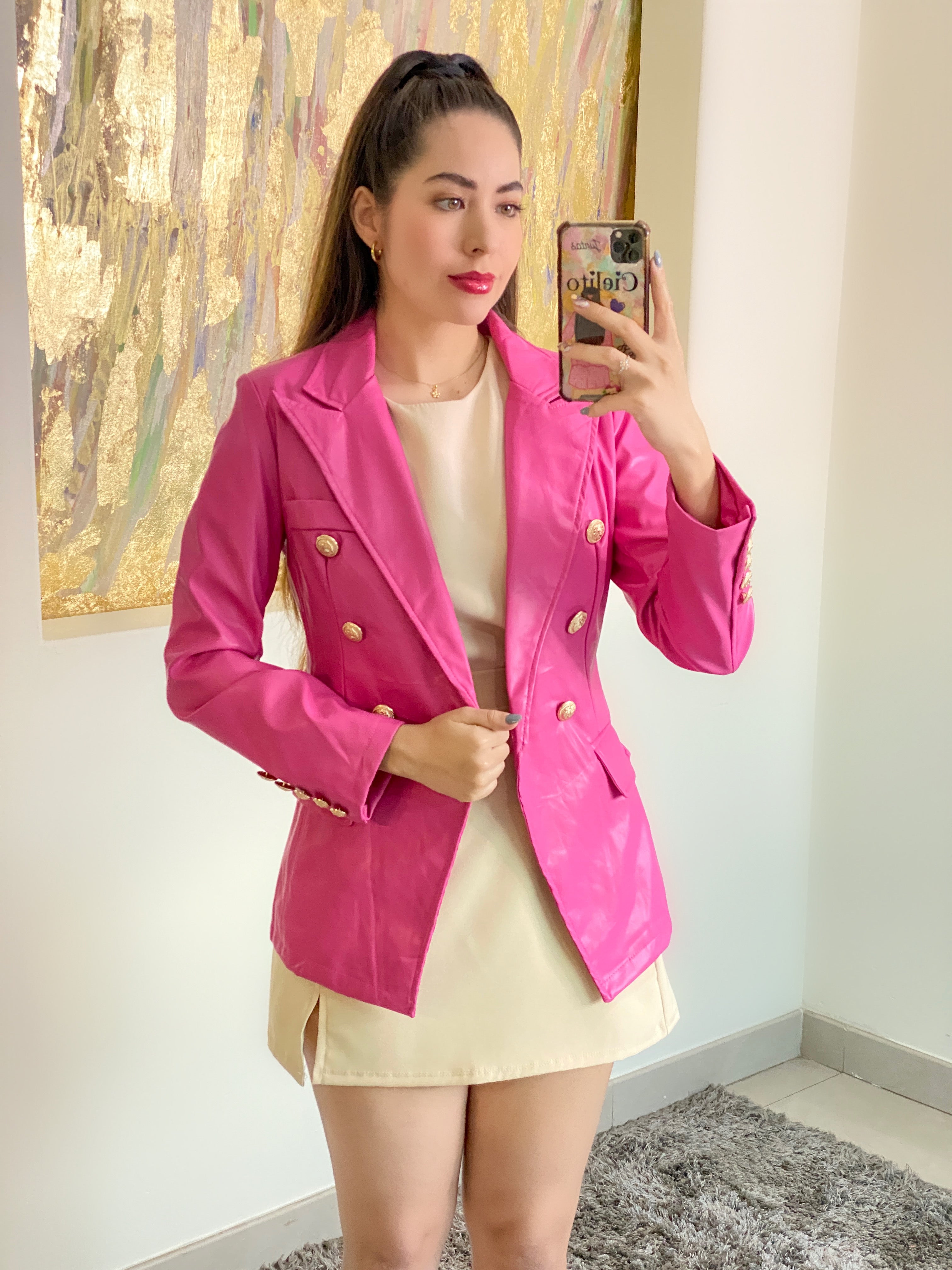 BLAZER VINIPIEL ROSA BARBIE