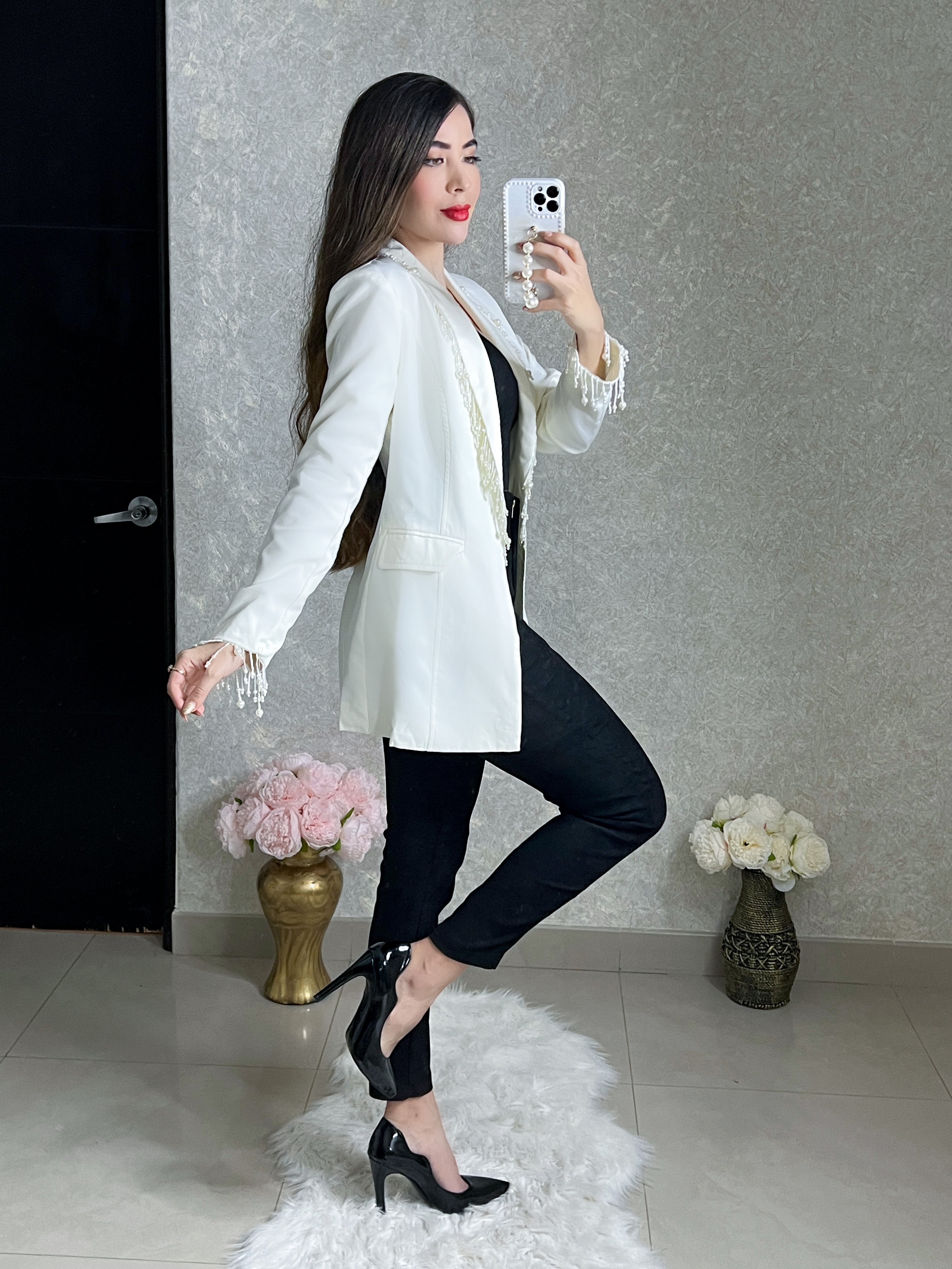 BLAZER BLANCO CON PERLAS