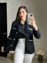 CHALECO NEGRO CON MOÑOS